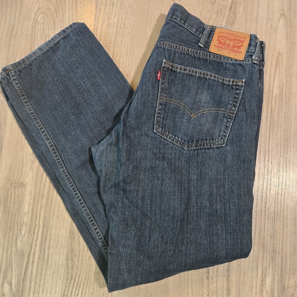 Vtg‎ Levi's 559 Mens Dark Wash Relaxed Fit Denim Jeans 38x36 Straight Leg